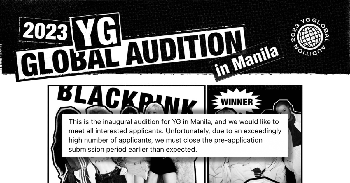 YG Entertainment closes Manila audition early due to high volume of